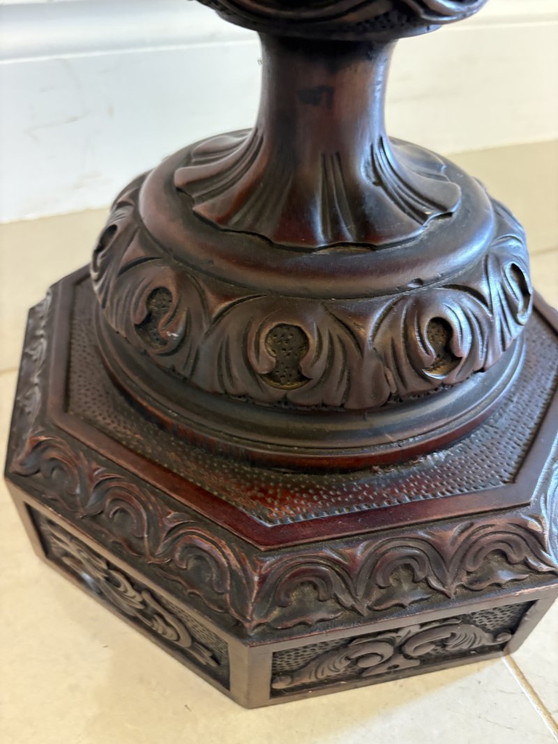 Large Magnificent Antique Pair of Carved Mahogany Urns - Image 4